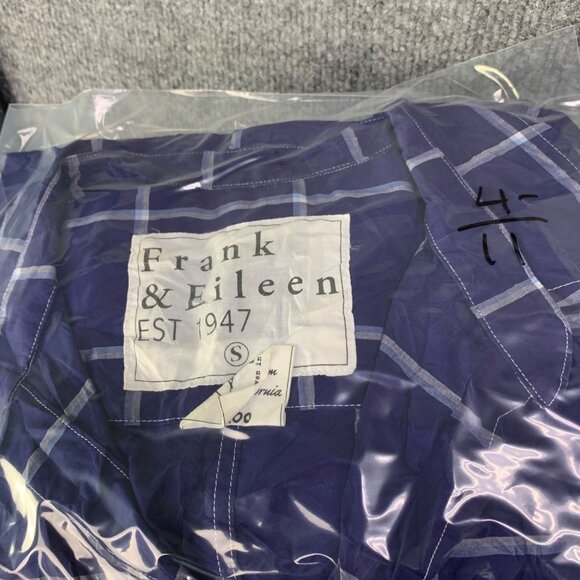 Frank & Eileen Barry Small Plaid Button-Up‎ Shirt In Blue & White Italy - Picture 11 of 12